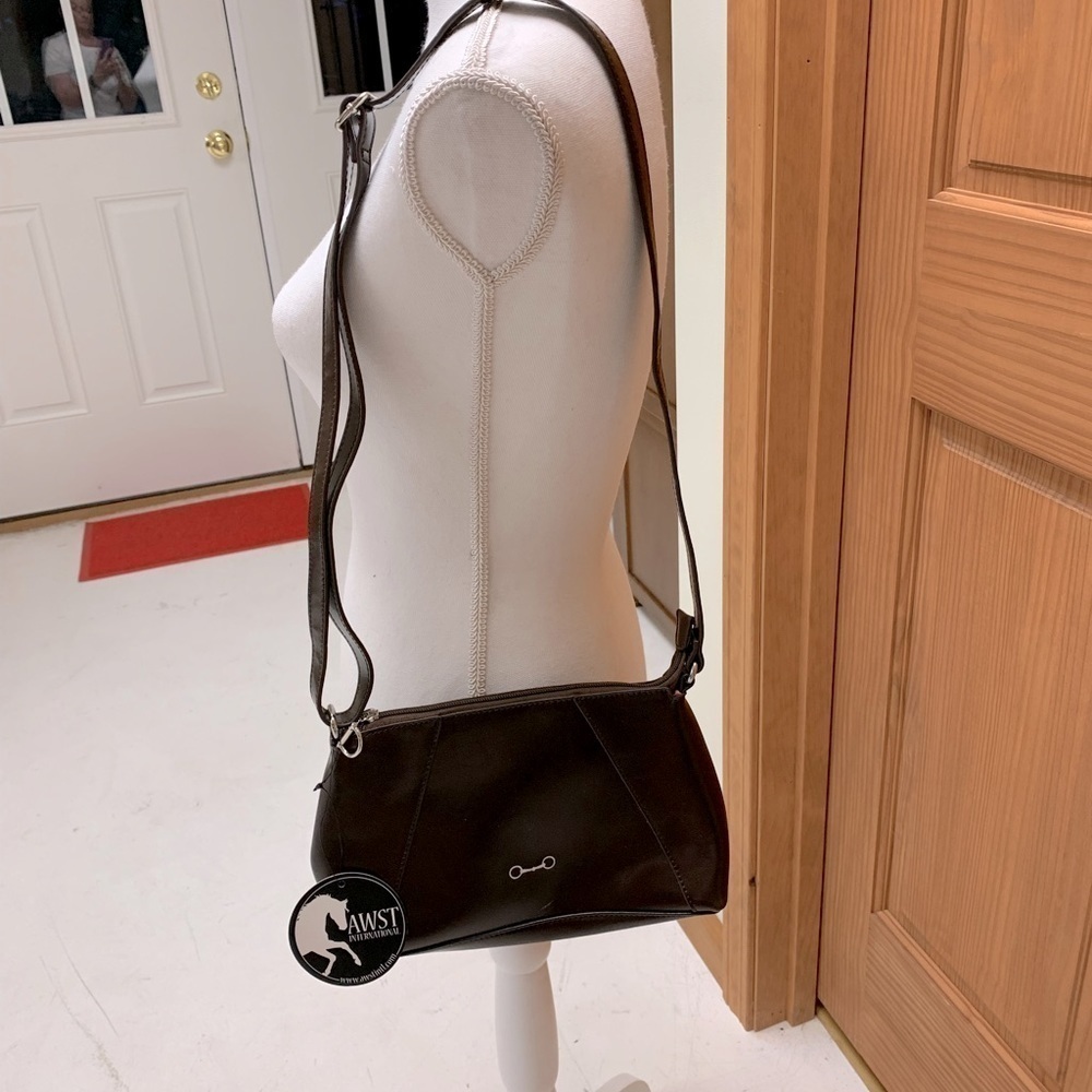 AWST crossbody purse NEW stirrup zipper pulls 6inH x 10in W x 2.5in D